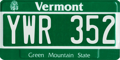 VT license plate YWR352