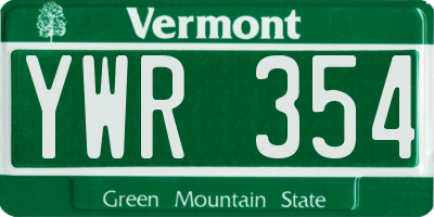VT license plate YWR354