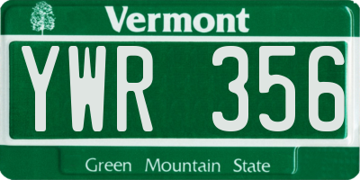 VT license plate YWR356