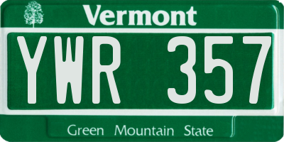 VT license plate YWR357