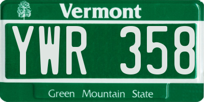 VT license plate YWR358