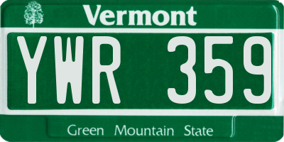 VT license plate YWR359
