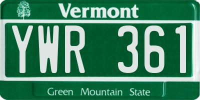 VT license plate YWR361