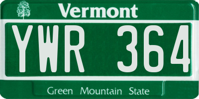 VT license plate YWR364
