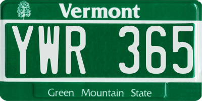 VT license plate YWR365