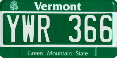 VT license plate YWR366