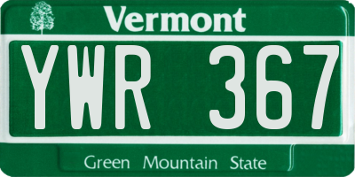 VT license plate YWR367