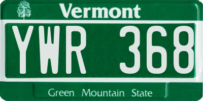 VT license plate YWR368