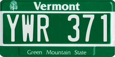 VT license plate YWR371