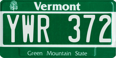 VT license plate YWR372