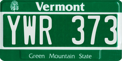 VT license plate YWR373