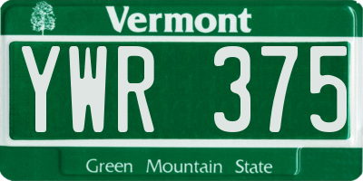 VT license plate YWR375