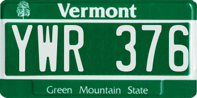 VT license plate YWR376
