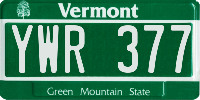VT license plate YWR377