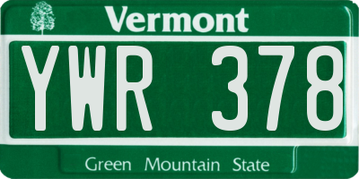 VT license plate YWR378