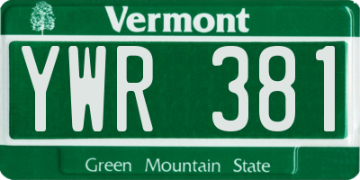VT license plate YWR381