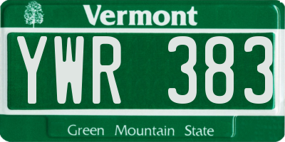 VT license plate YWR383