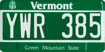 VT license plate YWR385