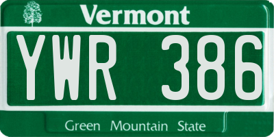 VT license plate YWR386