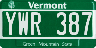 VT license plate YWR387