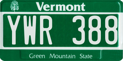 VT license plate YWR388