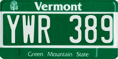 VT license plate YWR389