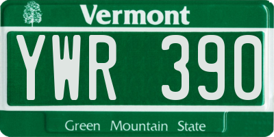 VT license plate YWR390