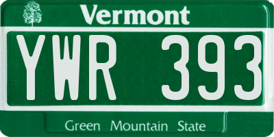 VT license plate YWR393