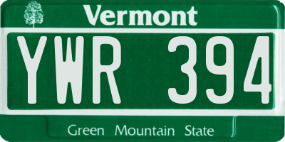 VT license plate YWR394