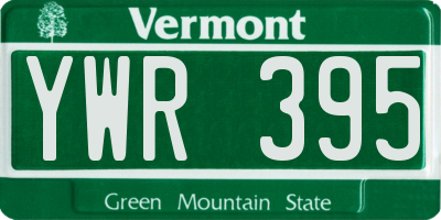 VT license plate YWR395