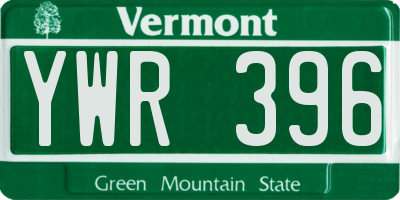 VT license plate YWR396