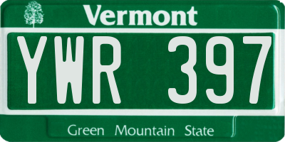 VT license plate YWR397
