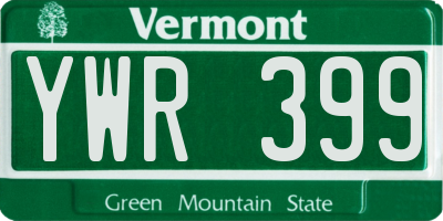 VT license plate YWR399