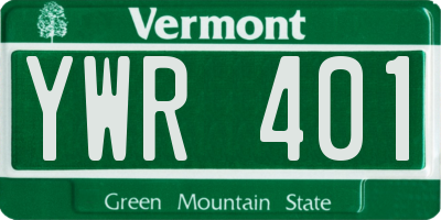 VT license plate YWR401
