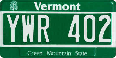 VT license plate YWR402