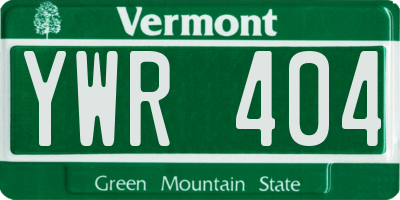 VT license plate YWR404