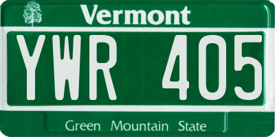 VT license plate YWR405