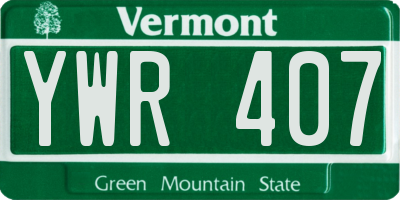 VT license plate YWR407