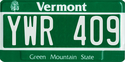 VT license plate YWR409