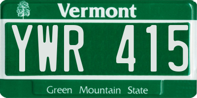 VT license plate YWR415