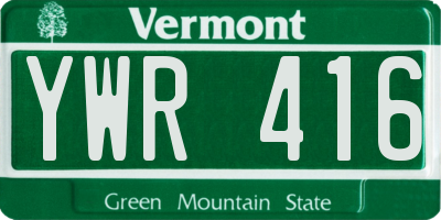 VT license plate YWR416