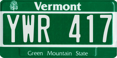 VT license plate YWR417