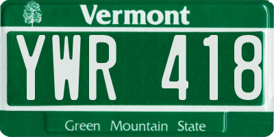 VT license plate YWR418
