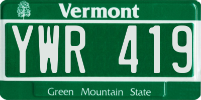 VT license plate YWR419