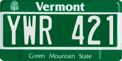 VT license plate YWR421