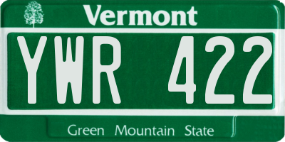 VT license plate YWR422