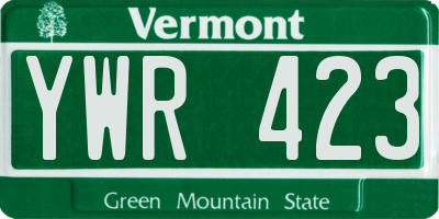 VT license plate YWR423