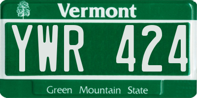 VT license plate YWR424