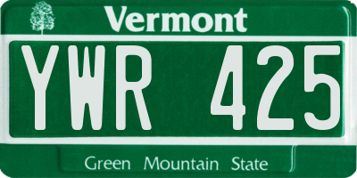 VT license plate YWR425