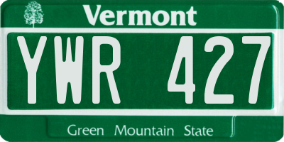 VT license plate YWR427